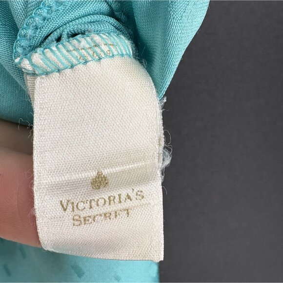Vintage Victoria's Secret 80's Lace-Trimmed Chemise Nightgown M Aqua Blue USA - Picture 6 of 10
